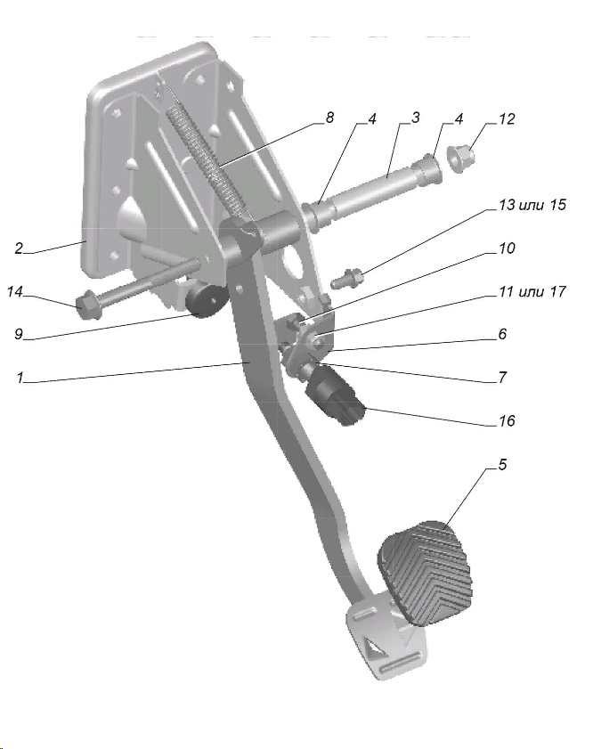 Схема педали сцепления газель